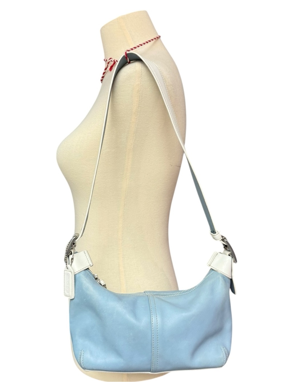 Coach Legacy Demi Hobo Shoulder Bag 9564 Blue White Vintage Y2K Leather